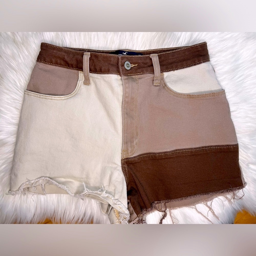 Hollister Color Block Ultra High Rise Vintage Relaxed Mom Shorts 3” Size 5